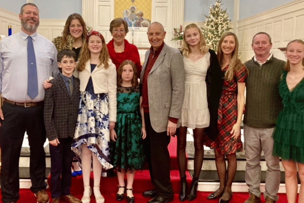 Jane (Elling) Haas ’69 (center) and family