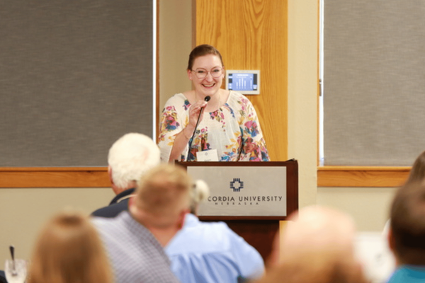 Dr. Raegan Skelton receives 2026 Concordia Nebraska Outstanding Teaching Award.