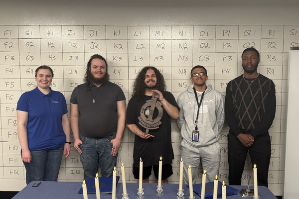 Kettering University students stand together after being inducted into Upsilon Pi Epsilon (Computer Science Honor Society).