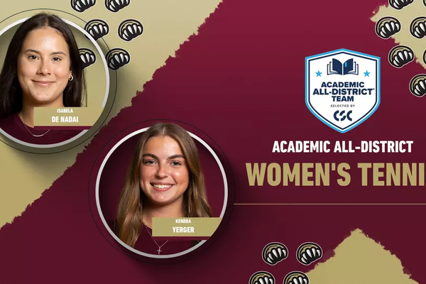 Representation of the achievement named 'De Nadai, Yerger Land on 2026 CSC Academic All-District Women's Tennis Team'.