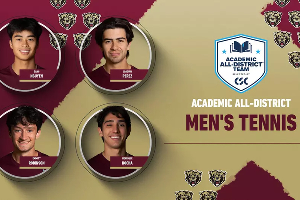 Representation of the achievement named 'Four Golden Bears Earn 2026 CSC Men's Tennis Academic All-District Honors'.