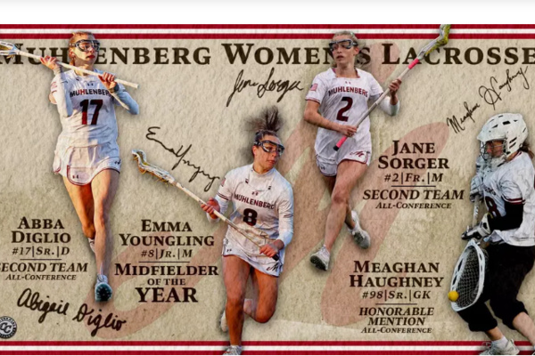 Lacrosse players shown in action