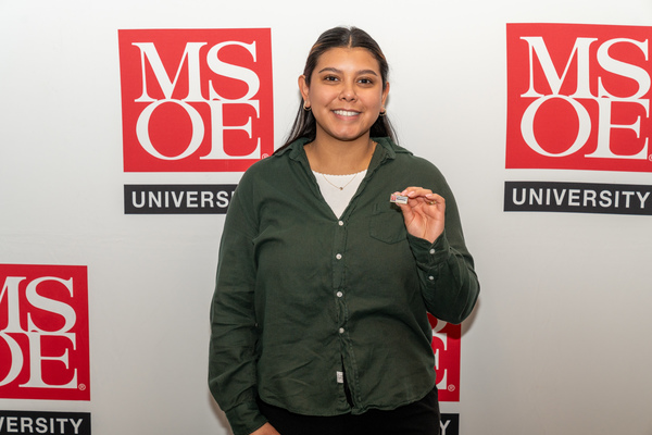 Representation of the achievement named 'MSOE business students inducted to Delta Mu Delta'.