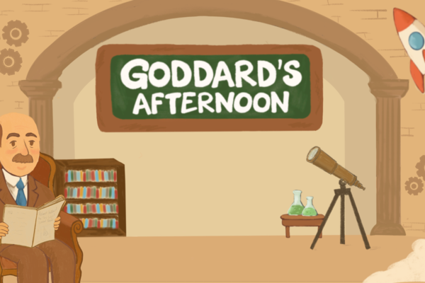 Representation of the achievement named 'Robert Goddard's life and work reimagined through Clark video game'.