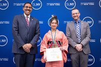 Hina Nakatani with SUNY Chancellor John B. King, Jr. and GCC President Dr. Craig Lamb.