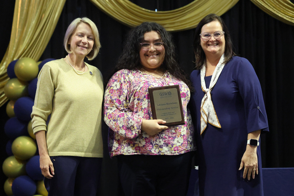 Representation of the achievement named 'Adriana Hortelano receives 2026 Outstanding Service Award at Georgia Southwestern'.