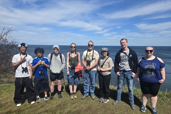 Students in the WAYS 102 course at SUNY Potsdam visited the Derby Hill Bird Observatory during a spring class trip.