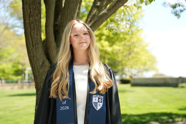 Representation of the achievement named 'Blackwood's Alexia McConaghy graduates as Salve Regina University valedictorian'.