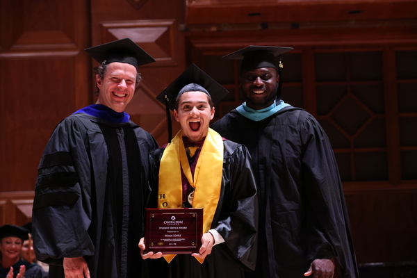 Representation of the achievement named 'Graduate Noah Lopez Received Student Service Award at 2026 Central Penn College Commencement Ceremony'.