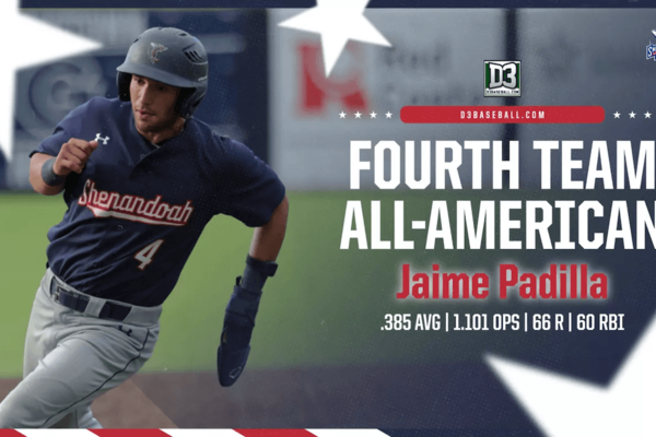 All-American baseball graphic featuring a photograph of Shenandoah University's honoree.
