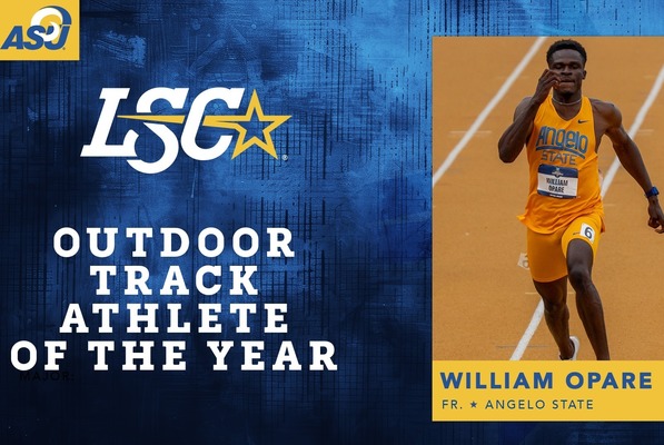 Photo graphic of Angelo State's William Opare as LSC Outdoor Track Athlete of the Year