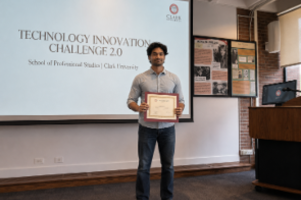 Sumanth Aitham holds first place award
