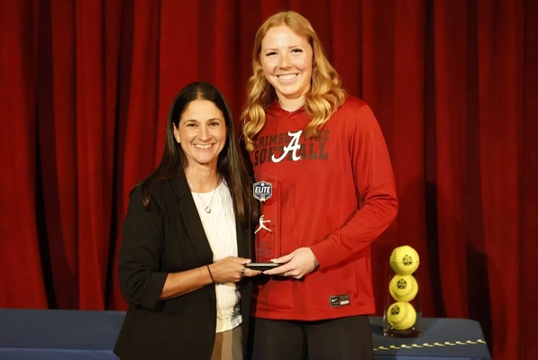 Representation of the achievement named 'Audrey Vandagriff Wins Elite Scholar-Athlete Award for NCAA Division I Softball Championship'.
