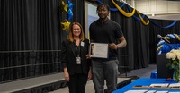 Norman R. McConney, Jr. Award for Student Excellence recipient Said Adam with Associate Dean of Students and EOP Coordinator Tanya Lane-Herbert