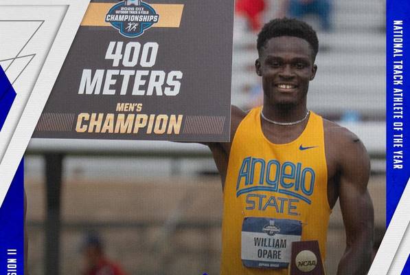 Angelo State's William Opare as NCAA Division II National Track Athlete of the Year graphic