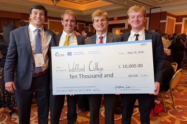 Representation of the achievement named 'Wofford Real Estate Club wins national real estate case competition '.