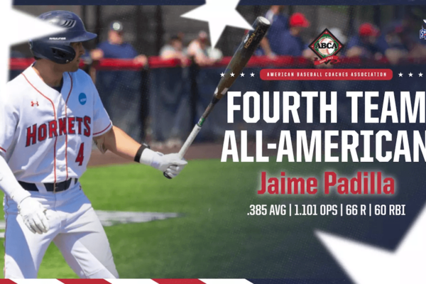 All-America baseball graphic featuring a photo of Shenandoah University's honoree at the plate.