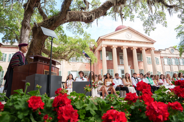 President Andrew T. Hsu addresses members of the Class of 2026.