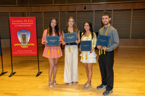 Representation of the achievement named 'Department of Communication, Film, and Theatre inducts 13 students into 2 honor societies'.