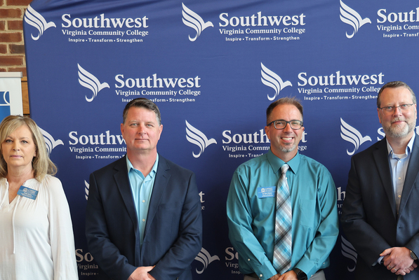 Lindsey Wilson University and Southwest Virginia Community College officials gathered recently at Southwest Virginia Community College to celebrate the schools’ nearly 20-year partnership that has expanded higher education opportunities for area residents. From left: Lindsey Wilson Enrollment Coordinator Kathy McVey, Lindsey Wilson counseling professor Rick Carroll, Lindsey Wilson Director of Enrollment Ryan Vitatoe, Southwest Virginia Community College President Clint Hayes and Lindsey Wilson Regional Academic Director Kimberly Brown.