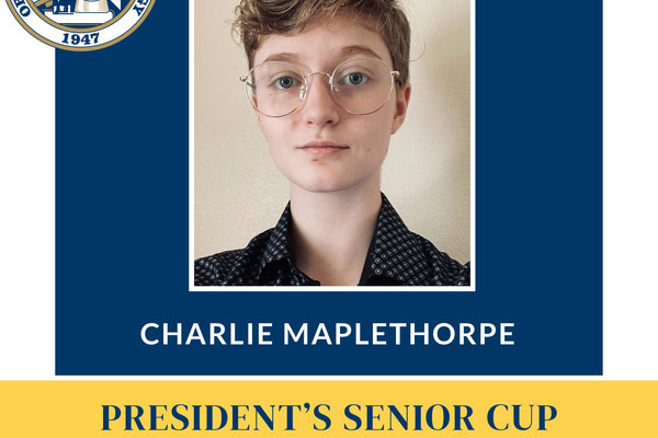 Representation of the achievement named 'Oregon Tech presents 2026 President's Senior Cup to Charlie Maplethrope'.