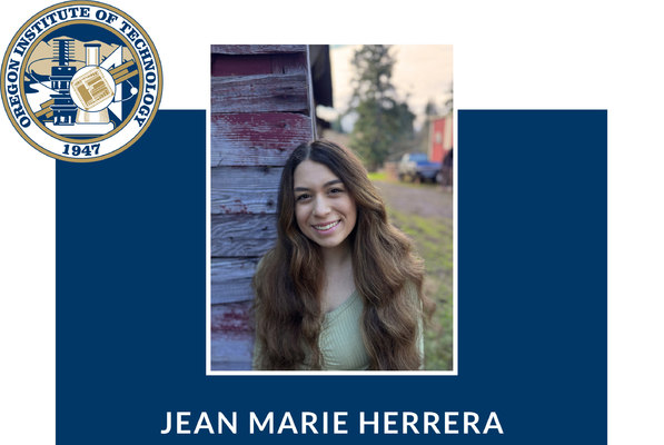 Representation of the achievement named 'Oregon Tech presents 2026 Student Achievement Award to Jean Marie Herrera'.