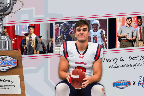 Jopson Award graphic featuring photos of Shenandoah winner Matt Conroy.