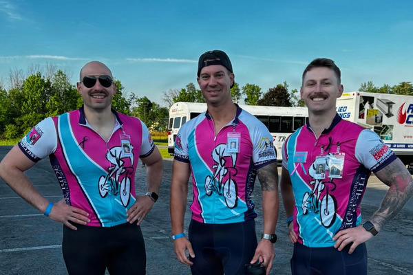 Eastern Air Defense Airmen (from left) Tech Sgt. Gennaro Anibarro, Master Sgt. Nicholas Carrier, and Master Sgt. Ward Seymour, completed an 80-mile bike ride on June 5, 2026. The trio of NY Air National Guardsmen raised $1,200 for the Mohawk Valley Chapter of The Ride for Missing Children to raise awareness and help prevent child exploitation and abduction. 