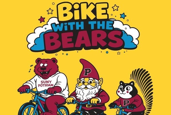 SUNY Potsdam will host a new Bike with the Bears recreational ride on Sunday, July 12, along with a Bear Cub Family Ride and a Picnic with the Bears event on campus.