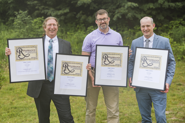The SUNY Canton Public Relations Office won four awards for creative excellence from the SUNY Council for University Advancement. Pictured left to right are Gregory E. Kie, Matthew J. Mulkin and Travis G. Smith.