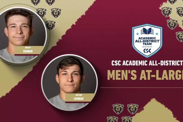 Representation of the achievement named 'KU Wrestling's Bailey Gimbor and Dalton Gimbor Named to 2026 Academic All-District Men's At-Large Team'.