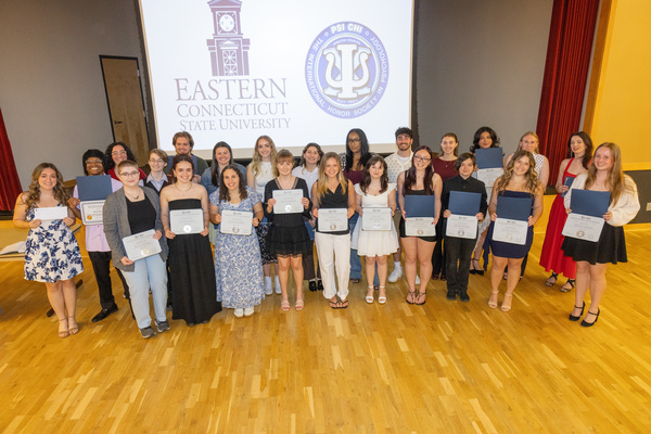 Representation of the achievement named 'Pscychology recognizes 38 Psi Chi induction ceremony and awards'.