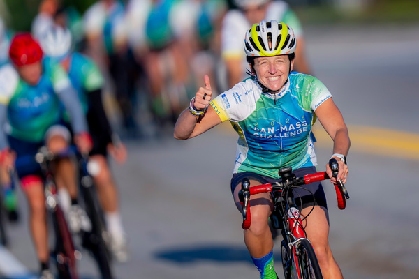 Cyclists participating in the Pan-Mass Challenge charity bike ride.