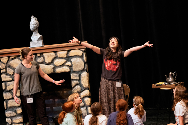 Bethany Diederich ’27 (Cinderella) rehearses a scene from the Community Performance Series’ upcoming production of “Rodgers & Hammerstein’s Cinderella: Enchanted Edition.” The production will open Friday, July 10 and continue its run from Thursday, July 16, through Sunday, July 19, with five total shows on stage at SUNY Potsdam's Proscenium Theater.