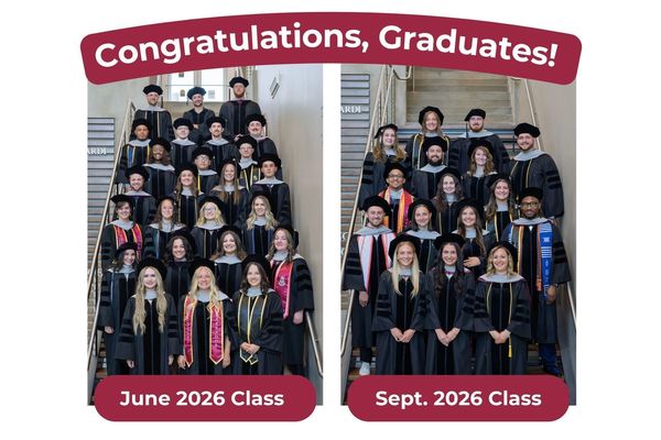 A photo collage of the June and September 2026 classes of Sherman College of Chiropractic. 