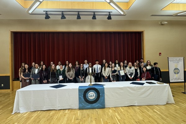 Representation of the achievement named '32 students inducted into Omicron Delta Kappa honor society for leadership'.