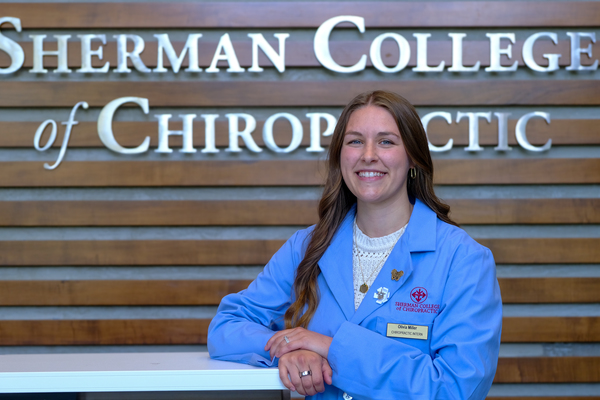 A photo of DC2B Olivia Miller, who was named the April 2026 Intern of the Month for the Sherman College Chiropractic Center.