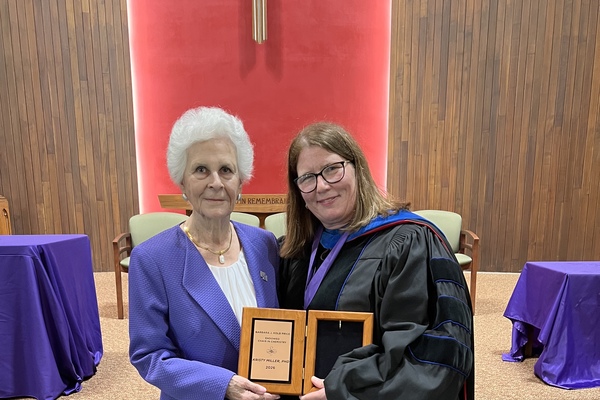 The University of Evansville (UE) formally invested Kristy K. Miller, PhD, as the Barbara J. Kolb Price Endowed Chair in Chemistry during a ceremony on July 1 in Neu Chapel.