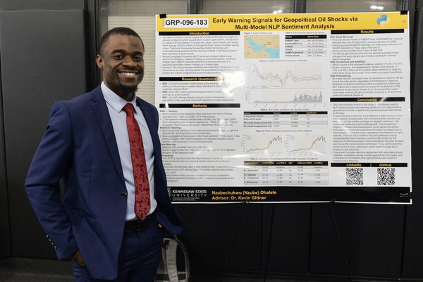 Representation of the achievement named 'Ph.D. student finds AI can detect warning signs of global oil crises'.
