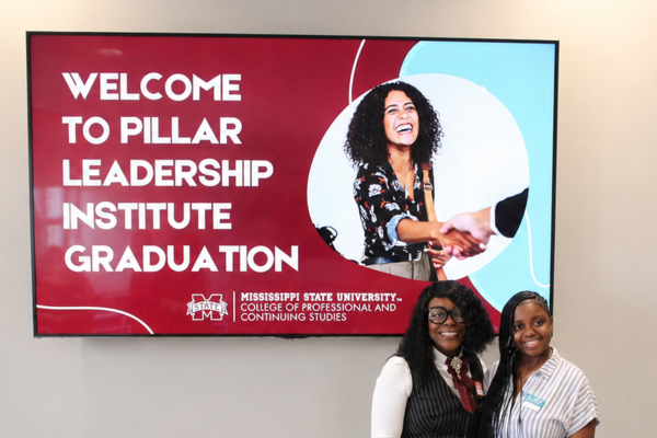 Tameka Curry-Bryant (left) and Khadeisjh Dailey-Halsell following their graduation from the inaugural PILLAR Leadership Institute at Mississippi State University.