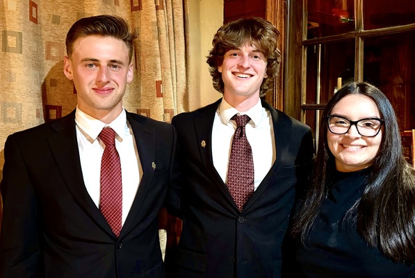 Baldwin Wallace University's 2026 Sigma Delta Pi inductees. Left to right: Ted DeMarco II, Trent Macura and Javielis Perez Charriez