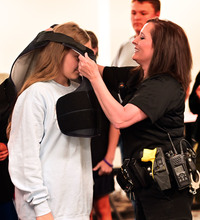 Police, Vest, Try On, Career Development Academy, Northeast Campus Police