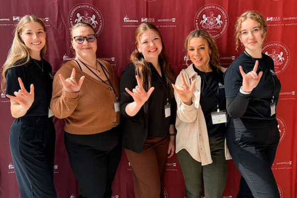 From left, are ASL students Jillian Graham, Isabella Barberis, Kristina Shriane, Christine “CJ” Horning and Kayley Schell. 