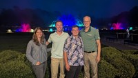 L-R: Leirion Sorensen ’03, Chanticleer Garden, Micah High, Mathew Fleischacker, Dr. Doug Linde, DelVal professor of turf management