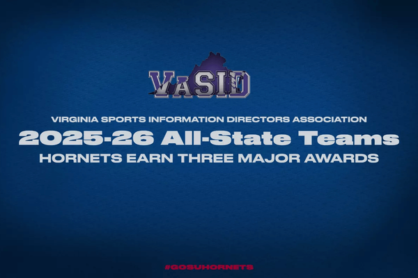 Graphic announcing Shenandoah's all-state honorees featuring a blue background, white text and the VaSID logo.