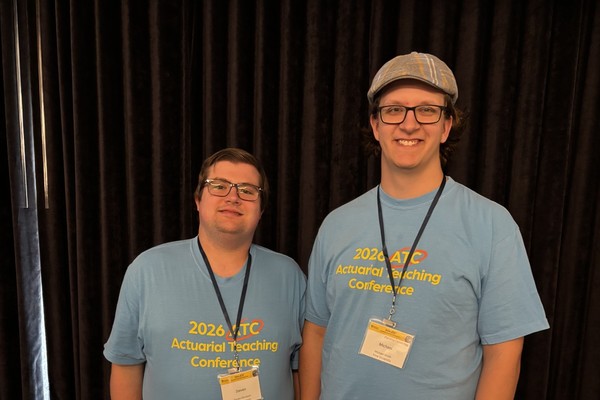 Trine University mathematics instructor Steven Donovan, left, and Michael Smith, assistant professor of mathematics, attended the Actuarial Teaching Conference (ATC), held July 19-21 in Columbus, Ohio.
