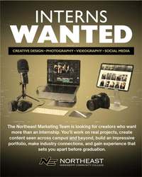 Flyer, mulitmedia, Multimedia equipment, microphone, camera, laptops, keyboard, Interns Wanted