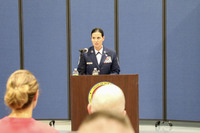 Air Force NCO speaking 
