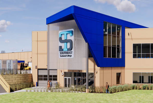 A rendering of the to-be-constructed James Abdnor Center for Advanced Manufacturing on the Southeast Technical College campus in Sioux Falls, S.D.