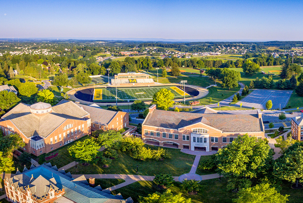 Aerial shot of McDaniel College's campus